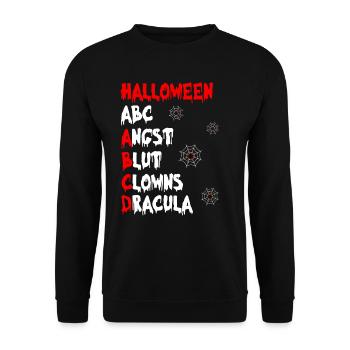 Halloween ABC ANGST BLUT CLOWNS DRACULA Lustiges - Unisex Pullover - Schwarz - Vorne - Alina (178cm) & Michal (187cm)