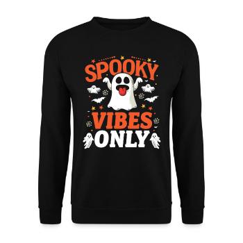 Halloween Kostüm Kinder SPOOKY VIBES ONLY Lustiges - Unisex Pullover - Schwarz - Vorne - Alina (178cm) & Michal (187cm)