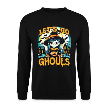 Halloween Costume Girl LET'S GO GHOULS Funny - Unisex Sweatshirt - black - Front - Alina (178cm) & Michal (187cm)