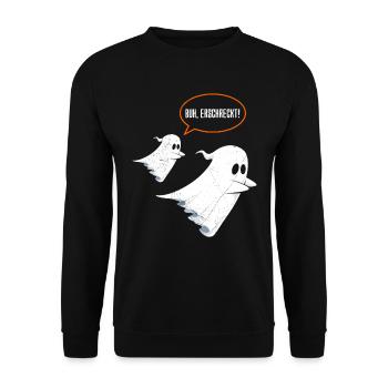 Halloween Kostüm Kinder BUH! ERWISCHT! Lustiges - Unisex Pullover - Schwarz - Vorne - Alina (178cm) & Michal (187cm)