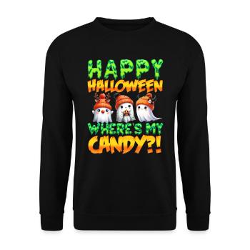 Joyeux Halloween OÙ SONT MES BONBONS ? Drôles d’enfants - Sweat-shirt Unisexe - noir - Devant - Alina (178cm) & Michal (187cm)
