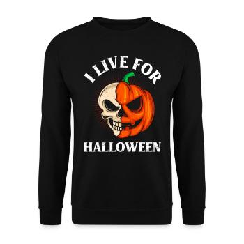 Halloween Party I LIVE FOR HALLOWEEN Kinder - Unisex Pullover - Schwarz - Vorne - Alina (178cm) & Michal (187cm)