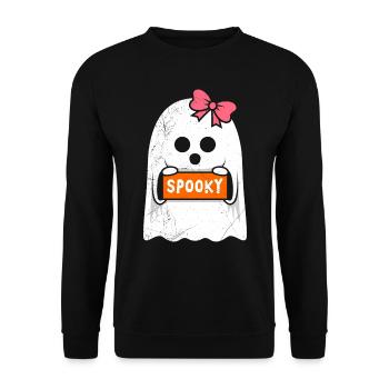 Halloween Kostüm Kinder SPOOKY Lustiges Spuk - Unisex Pullover - Schwarz - Vorne - Alina (178cm) & Michal (187cm)