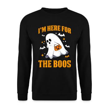 Halloween Party I'M HERE FOR THE BOOS Funny - Unisex Sweatshirt - black - Front - Alina (178cm) & Michal (187cm)