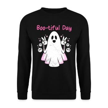 Halloween BOO-tiful DAY Drôle Fille Heureux - Sweat-shirt Unisexe - noir - Devant - Alina (178cm) & Michal (187cm)