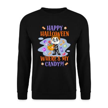 Joyeux Halloween OÙ SONT MES BONBONS ? Drôles d’enfants - Sweat-shirt Unisexe - noir - Devant - Alina (178cm) & Michal (187cm)