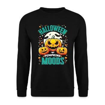 HALLOWEEN PUMPKIN MOODS Funny Halloween - Unisex Sweatshirt - black - Front - Alina (178cm) & Michal (187cm)