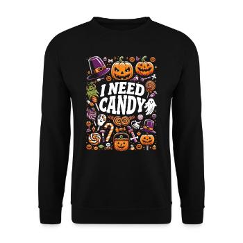 Costume d’Halloween Enfants J’AI BESOIN DE BONBONS DRÔLE - Sweat-shirt Unisexe - noir - Devant - Alina (178cm) & Michal (187cm)