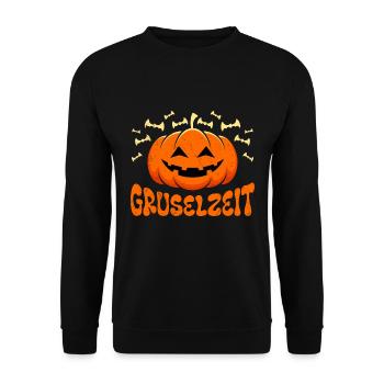Halloween Costume Kids SPOOKY TIME Funny Pumpkin - Unisex Sweatshirt - black - Front - Alina (178cm) & Michal (187cm)