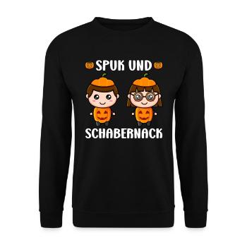 Halloween Kostüm SPUK UND SCHABERNACK Lustiges - Unisex Pullover - Schwarz - Vorne - Alina (178cm) & Michal (187cm)