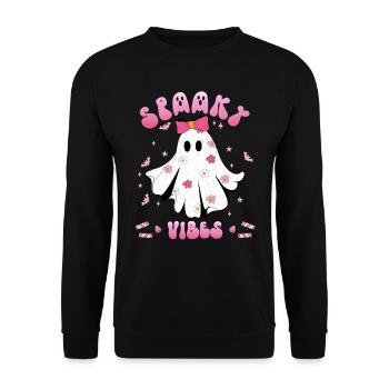 Halloween Girl SPOOKY VIBES Halloween Party - Unisex Sweatshirt - black - Front - Alina (178cm) & Michal (187cm)
