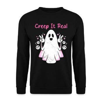 Halloween Kostüm Kinder CREEP IT REAL Lustiges - Unisex Pullover - Schwarz - Vorne - Alina (178cm) & Michal (187cm)