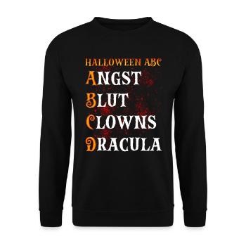 Halloween ABC ANGST BLUT CLOWNS DRACULA Lustiges - Unisex Pullover - Schwarz - Vorne - Alina (178cm) & Michal (187cm)