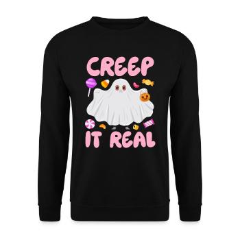 Halloween Party CREEP IT REAL Lustiges Kinder - Unisex Pullover - Schwarz - Vorne - Alina (178cm) & Michal (187cm)