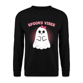 Halloween Girl SPOOKY VIBES Halloween Party - Unisex Sweatshirt - black - Front - Alina (178cm) & Michal (187cm)