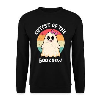 Halloween Party CUTEST OF THE BOO CREW Vintage - Unisex Pullover - Schwarz - Vorne - Alina (178cm) & Michal (187cm)