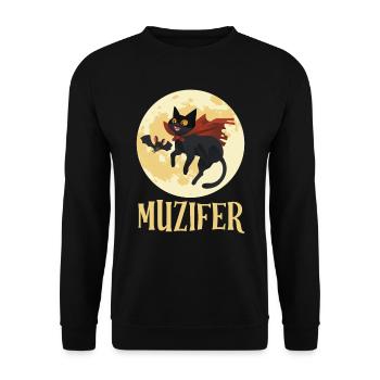 Halloween Party Kids MUZIFER Funny Cats - Unisex Sweatshirt - black - Front - Alina (178cm) & Michal (187cm)