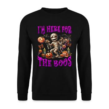 Halloween Party I'M HERE FOR THE BOOS Funny - Unisex Sweatshirt - black - Front - Alina (178cm) & Michal (187cm)
