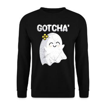 Halloween Kostüm Kinder ERWISCHT Lustiges - Unisex Pullover - Schwarz - Vorne - Alina (178cm) & Michal (187cm)