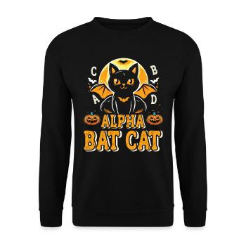 Halloween Kids ALPHA BAT CAT Funny Halloween - Unisex Sweatshirt - black - Front - Alina (178cm) & Michal (187cm)