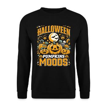 HALLOWEEN PUMPKIN MOODS Funny Halloween - Unisex Sweatshirt - black - Front - Alina (178cm) & Michal (187cm)