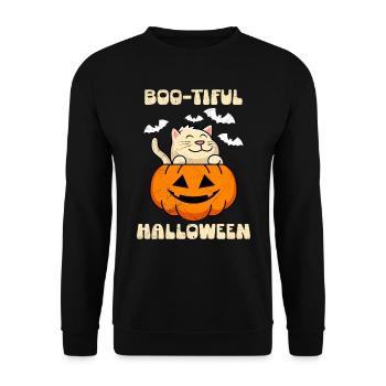 Halloween Party BOO-GIE HAPPY HALLOWEEN Horror - Unisex Sweatshirt - black - Front - Alina (178cm) & Michal (187cm)