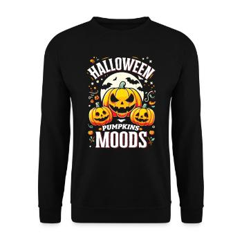 HALLOWEEN PUMPKIN MOODS Funny Halloween - Unisex Sweatshirt - black - Front - Alina (178cm) & Michal (187cm)