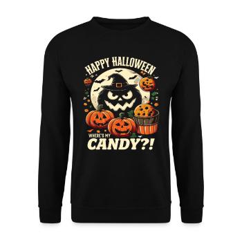 HAPPY HALLOWEEN CANDY?! Funny Halloween Costume - Unisex Sweatshirt - black - Front - Alina (178cm) & Michal (187cm)