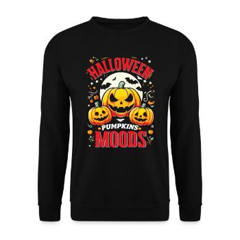 HALLOWEEN PUMPKIN MOODS Funny Halloween - Unisex Sweatshirt - black - Front - Alina (178cm) & Michal (187cm)
