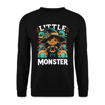 Halloween Costume Kids LITTLE MONSTER Funny - Unisex Sweatshirt - black - Front - Alina (178cm) & Michal (187cm)