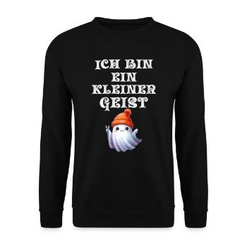 Halloween Kostüm ICH BIN EIN KLEINER GEIST Lustig - Unisex Pullover - Schwarz - Vorne - Alina (178cm) & Michal (187cm)