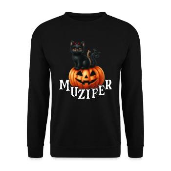 Halloween MUZIFER Funny Halloween Kids - Unisex Sweatshirt - black - Front - Alina (178cm) & Michal (187cm)