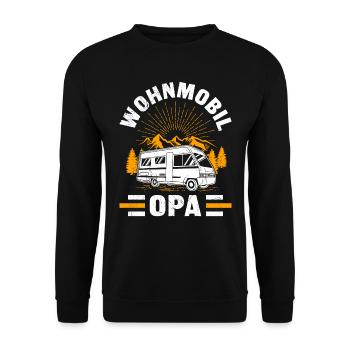 WOHNMOBIL OPA Lustiges Großväter Camper - Unisex Pullover - Schwarz - Vorne - Alina (178cm) & Michal (187cm)