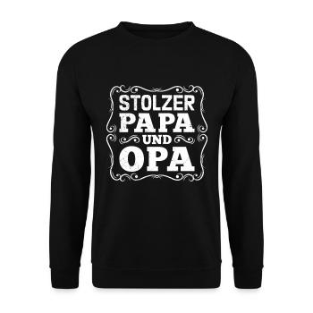Großvater STOLZER PAPA UND OPA Lustiges Opi - Unisex Pullover - Schwarz - Vorne - Alina (178cm) & Michal (187cm)