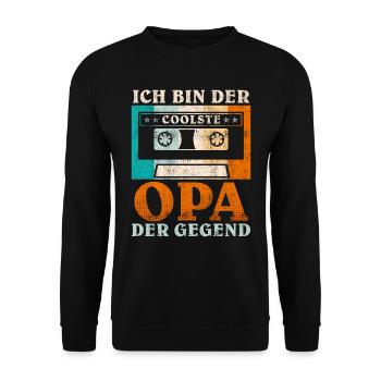 Großvater BIN DER COOLSTE OPA DER GEGEND Lustiges - Unisex Pullover - Schwarz - Vorne - Alina (178cm) & Michal (187cm)