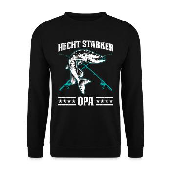 Angler HECHT STARKER OPA Lustiges Angeln Hobby - Unisex Pullover - Schwarz - Vorne - Alina (178cm) & Michal (187cm)
