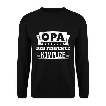 OPA DER PERFEKTE KOMPLIZE Lustiges Großvater - Unisex Pullover - Schwarz - Vorne - Alina (178cm) & Michal (187cm)