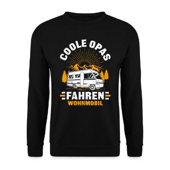 Opa COOLE OPAS FAHREN WOHNMOBIL Lustiges Opi - Unisex Pullover - Schwarz - Vorne - Alina (178cm) & Michal (187cm)