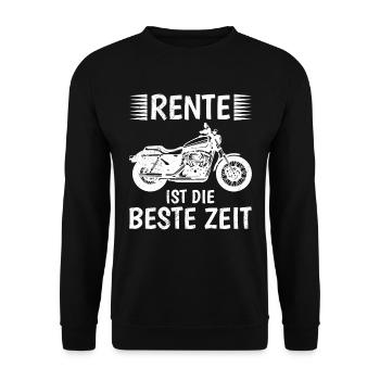 RENTE IST DIE BESTE ZEIT Lustiges Rentner - Unisex Pullover - Schwarz - Vorne - Alina (178cm) & Michal (187cm)