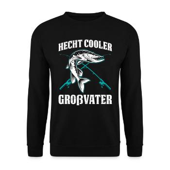 Opa HECHT COOLER GROßVATER Lustiges Hecht Angler - Unisex Pullover - Schwarz - Vorne - Alina (178cm) & Michal (187cm)