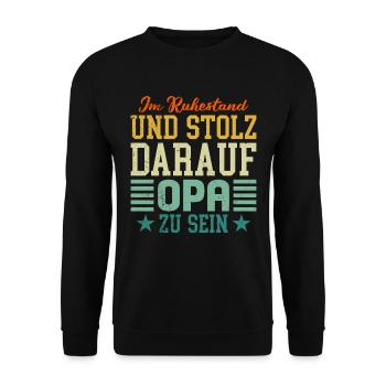 Rente IM RUHESTAND UND STOLZ DARAUF OPA ZU SEIN - Unisex Pullover - Schwarz - Vorne - Alina (178cm) & Michal (187cm)