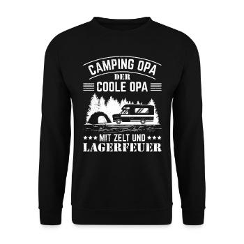 CAMPING OPA DER COOLE OPA MIT ZELT UND - Unisex Pullover - Schwarz - Vorne - Alina (178cm) & Michal (187cm)