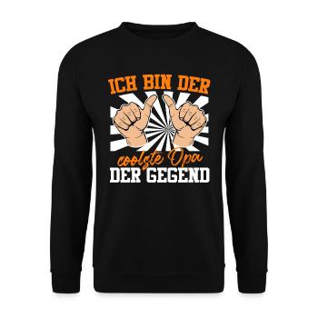 Großvater BIN DER COOLSTE OPA DER GEGEND Lustiges - Unisex Pullover - Schwarz - Vorne - Alina (178cm) & Michal (187cm)
