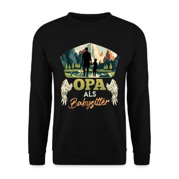 OPA ALS BABYSITTER Lustiges Großvater Opi - Unisex Pullover - Schwarz - Vorne - Alina (178cm) & Michal (187cm)