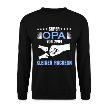 Großvater SUPER OPA VON ZWEI KLEINEN RACKERN - Unisex Pullover - Schwarz - Vorne - Alina (178cm) & Michal (187cm)