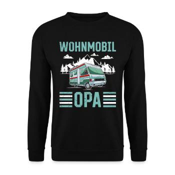 WOHNMOBIL OPA Lustiges Großväter Camper - Unisex Pullover - Schwarz - Vorne - Alina (178cm) & Michal (187cm)