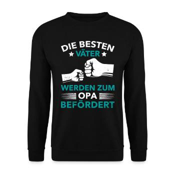 Opi DIE BESTEN VÄTER WERDEN ZUM OPA BEFÖRDERT - Unisex Pullover - Schwarz - Vorne - Alina (178cm) & Michal (187cm)