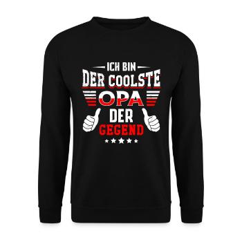 Opi ICH BIN DER COOLSTE OPA DER GEGEND Lustiges - Unisex Pullover - Schwarz - Vorne - Alina (178cm) & Michal (187cm)