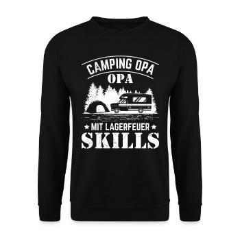 CAMPING OPA MIT LAGERFEUER SKILLS Lustiges - Unisex Pullover - Schwarz - Vorne - Alina (178cm) & Michal (187cm)