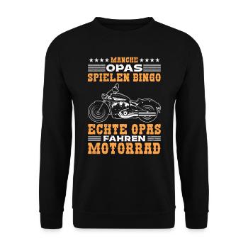 Opi MANCHE OPAS SPIELEN BINGO ECHTE OPAS FAHREN - Unisex Pullover - Schwarz - Vorne - Alina (178cm) & Michal (187cm)